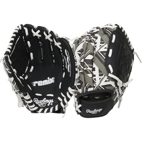 Rawlings Remix T-Ball & Youth Baseball Glove Right Hand Throw 9" Black | Utility Glove for Ages 3-6 thumbnail 1