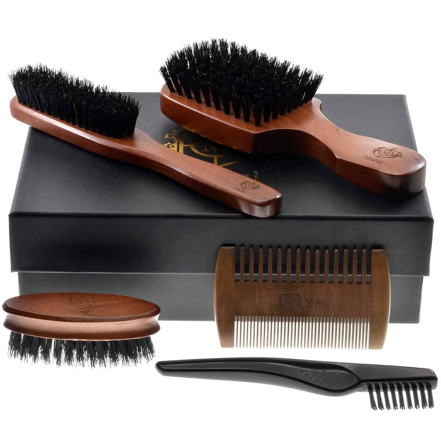 GIORGIO Beard Kit for Men Gift Set with Wooden & Boar Bristle Brushes | Complete Grooming Bundle