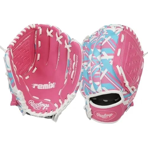 Rawlings Remix T-Ball & Youth Baseball Glove Right Hand Throw 9" (22.86 cm) Pink | Utility Glove for Ages 3-5 thumbnail 1