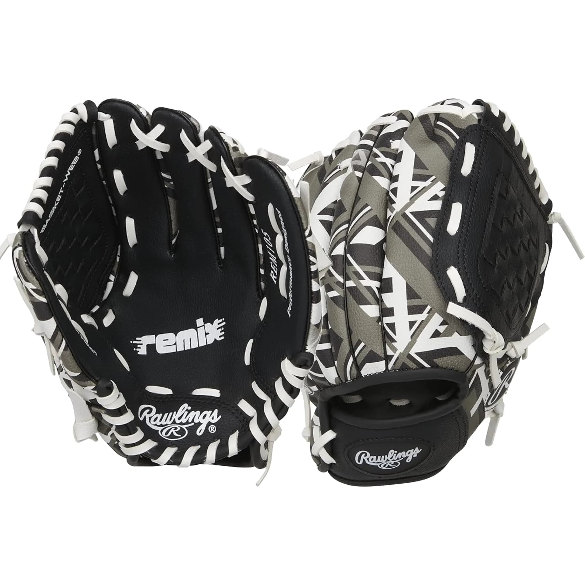 Rawlings Remix T-Ball & Youth Baseball Glove Left Hand Throw 9" (23cm) Pink | Utility Glove for Ages 3-5 — Black / Left Hand Throw / 9" | Ages 3-6