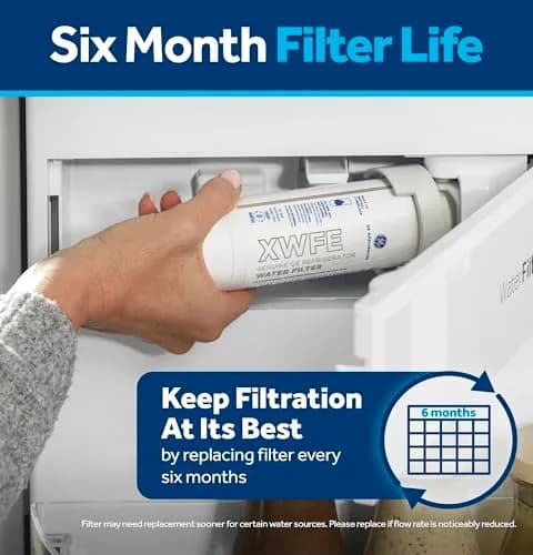 GE XWFE Refrigerator Water Filter 1.8x1.8x9.8 inches (4.6x4.6x24.9 cm) | Certified to Reduce Lead, Sulfur, and 50+ Impurities thumbnail 7