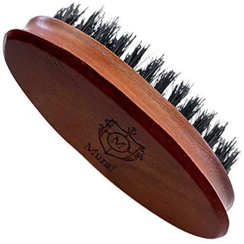 Murai by Giorgio Firm Boar Bristle Beard Brush - Pocket Oval Travel Brush for Men's Skin Care and Grooming (3.32" x 1.2" x 1.32") thumbnail 4