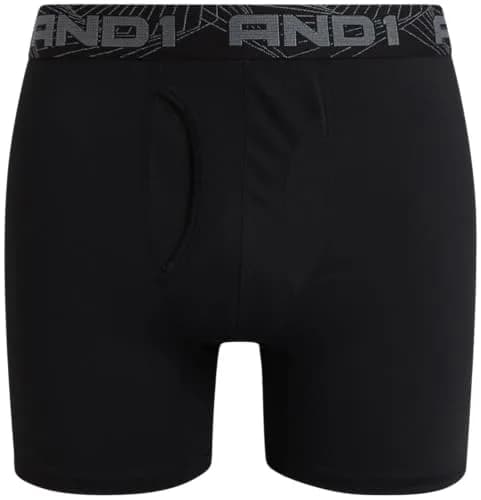 AND1 Mens Boxer Briefs - 6 Pack Platinum Performance with Fly Pouch 6" Inseam X-Large Black thumbnail 5