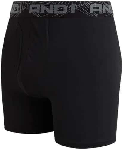 AND1 Mens Boxer Briefs - 6 Pack Platinum Performance with Fly Pouch 6" Inseam X-Large Black thumbnail 6