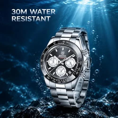 BENYAR Men's Watch Quartz Movement Wrist Watch 4.0cm Dial Diameter | Waterproof & Scratch Resistant thumbnail 4