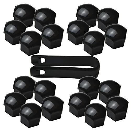 FiveEyes Black 17mm Wheel Lug Nut Covers Set with Removal Tool | 20pcs Bolt Caps for Audi BMW Mercedes thumbnail 1