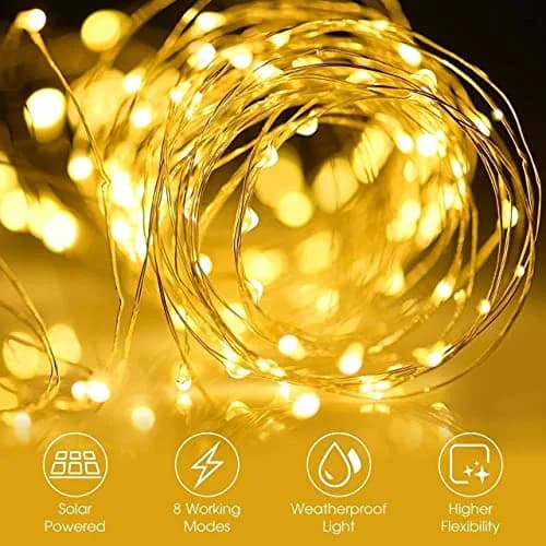 Lezonic Solar Fairy Lights 2 Pack 240 LED Warm White | Waterproof Outdoor Copper Wire String Lights thumbnail 2