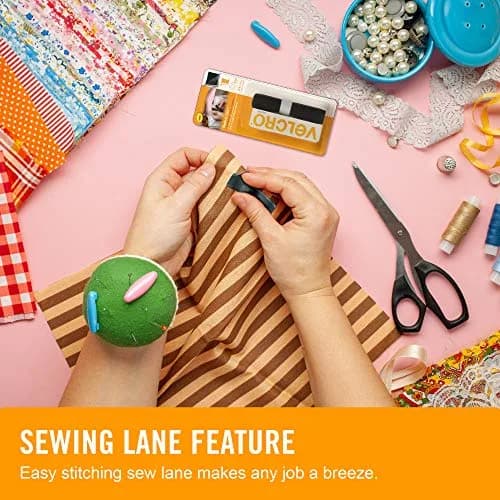 VELCRO Brand Sleek and Thin Fabric Tape, Sew On, 3 ft x 3/4 in (0.91 m x 1.9 cm), Black | Soft On Skin, Ultra Light With Sewing Lane Technology thumbnail 2
