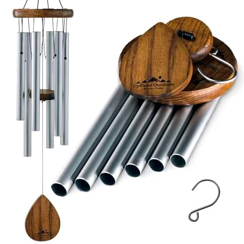 UpBlend Outdoors Havasu 28" Silver Aluminum Wind Chime | Hand-Tuned E Major Pentatonic Scale thumbnail 1