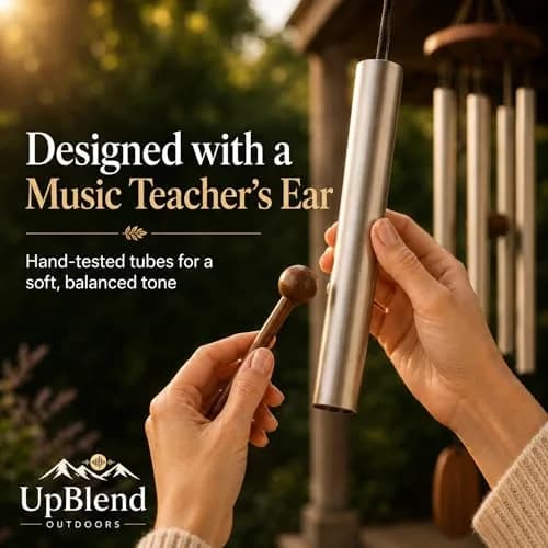 UpBlend Outdoors Havasu 28" Silver Aluminum Wind Chime | Hand-Tuned E Major Pentatonic Scale thumbnail 2