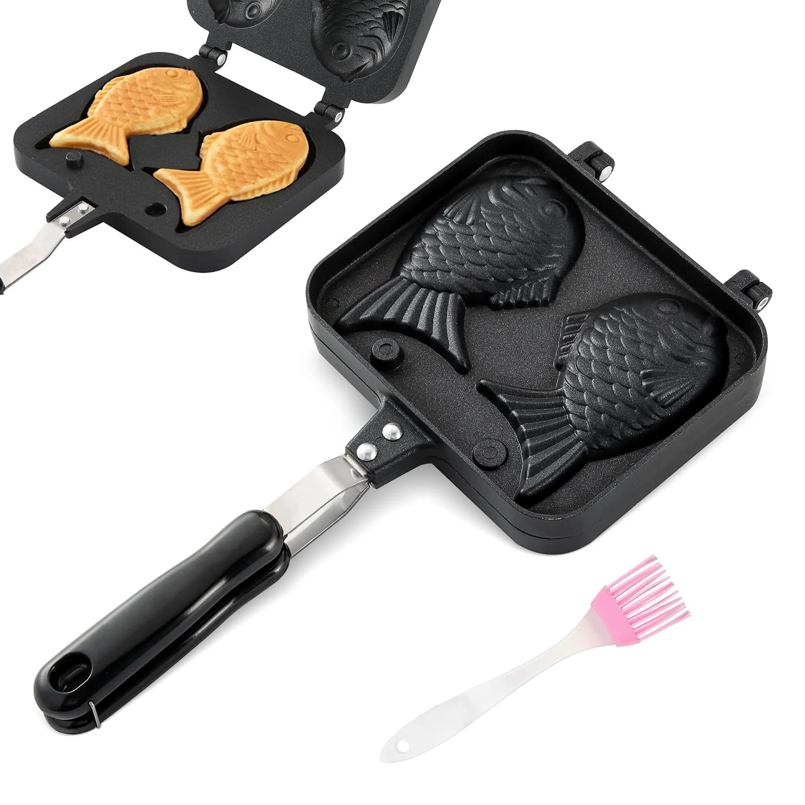 NATGAI Taiyaki Fish Shape Cake Pan with Non-Stick Coating, 18cm (7.08") | Gas Stovetop Compatible