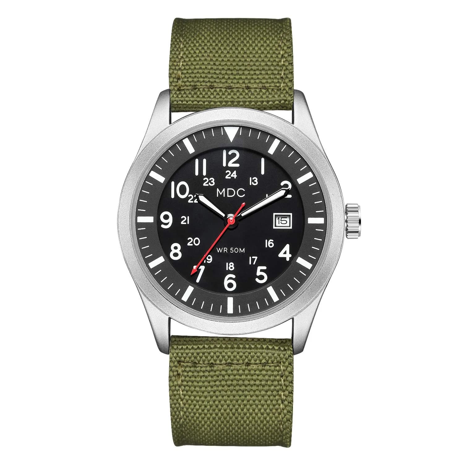 Infantry Mens Military Field Watch 40mm (1.57in) | Green Nylon Band, Easy Read Large Face, Japanese Quartz - main product image