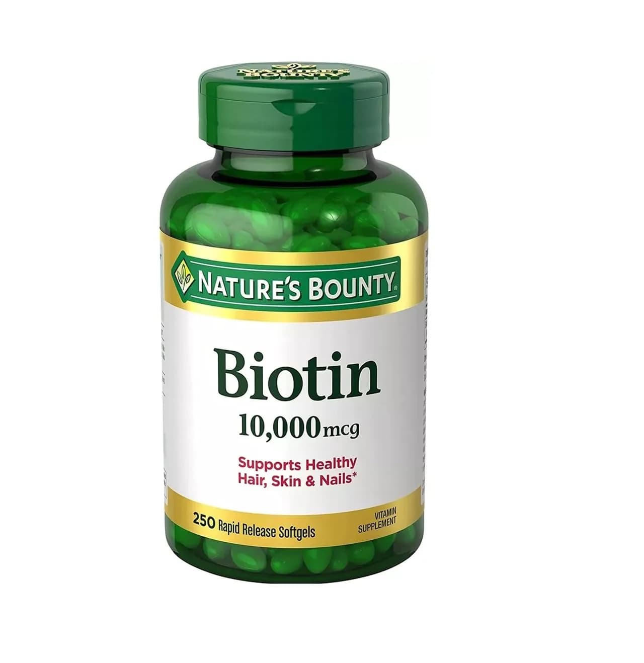 Nature's Bounty Biotin 10,000 mcg Rapid Release Softgels 250 Count | Supports Hair, Skin & Nails Health