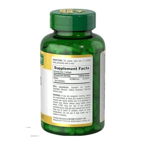 Nature's Bounty Biotin 10,000 mcg Rapid Release Softgels 250 Count | Supports Hair, Skin & Nails Health thumbnail 4