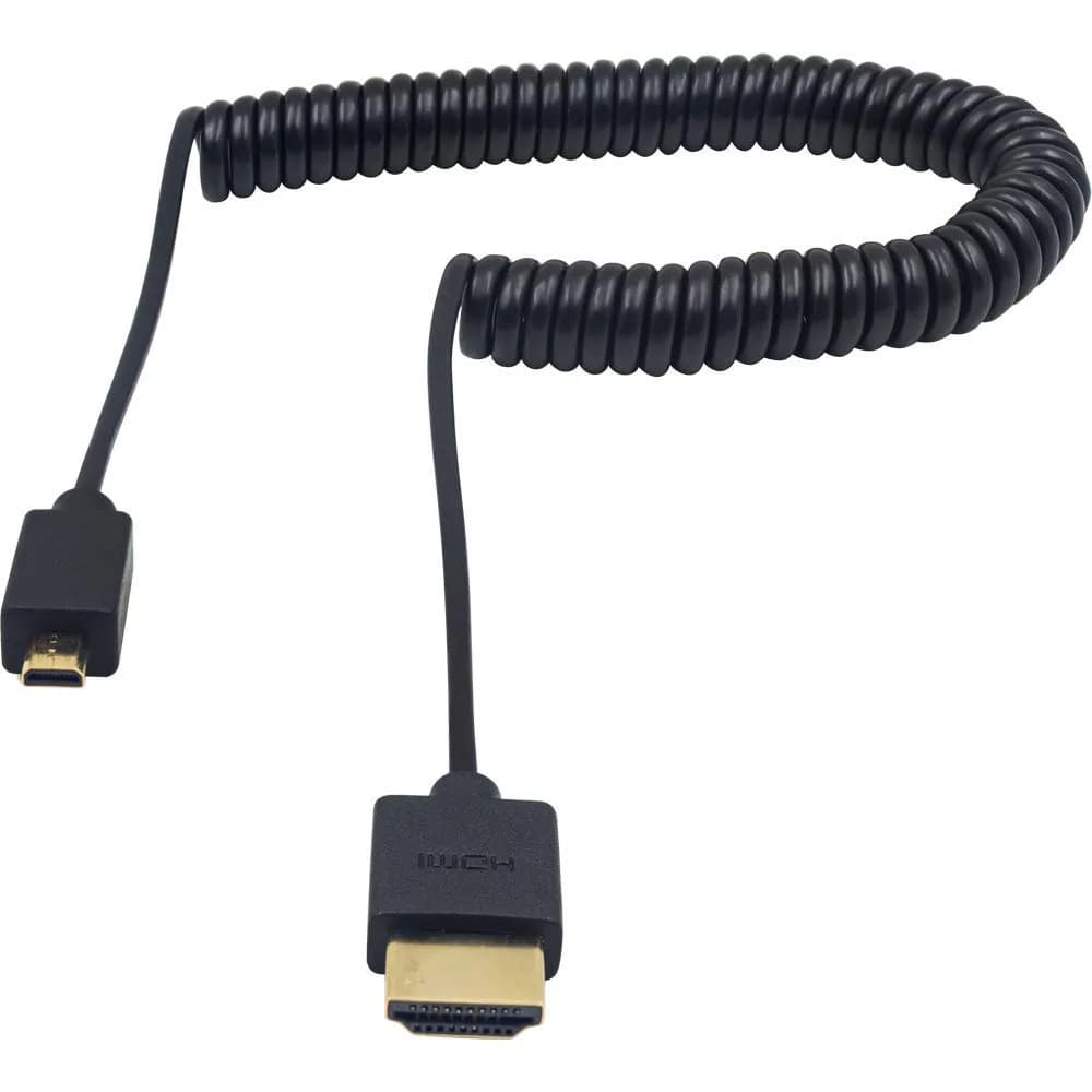 Duttek Micro HDMI to HDMI Coiled Cable 1.2m (4ft) | 4K@60Hz Ultra-Slim Adapter for Cameras, Raspberry Pi, GoPro — 2.5M/8FT