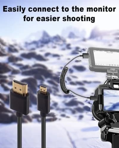Duttek 4K Micro HDMI to HDMI Coiled Cable 2.5m (8ft) | Supports 4K@60Hz, HDR, ARC thumbnail 4