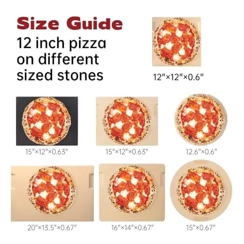 ROCKSHEAT Pizza Stone 12" x 12" Square | 1400℉ Resistance, Double Handles, Cordierite Baking Stone thumbnail 2
