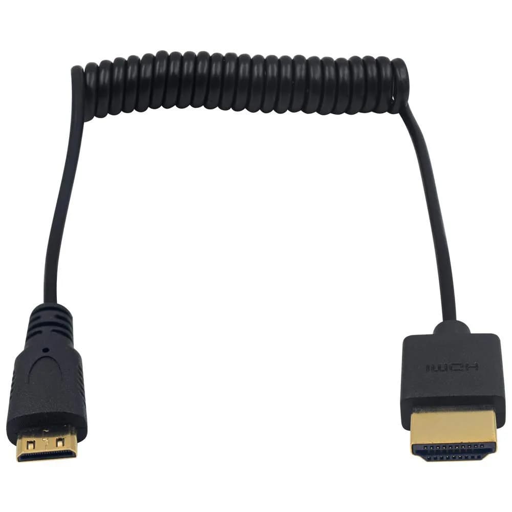 Duttek 4K Mini HDMI to HDMI Coiled Cable 1.2m (4ft) | Supports 4K@60Hz, 18Gbps - main product image