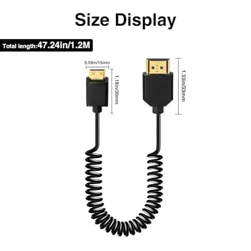 Duttek 4K Mini HDMI to HDMI Coiled Cable 1.2m (4ft) | Supports 4K@60Hz, 18Gbps thumbnail 5