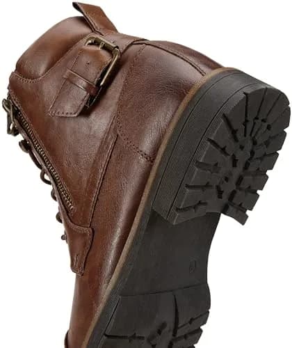 Vostey Men's Motorcycle Boots 678A Dark Brown 13 | Waterproof Riding Boots with Inside Zipper thumbnail 2