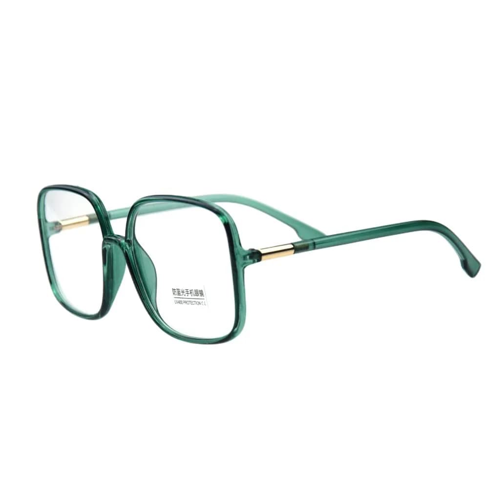 Shiratori Blue Light Blocking Glasses Big Frame Retro Style | UV400 Anti Blue Ray Computer Eyeglasses for Women — Green