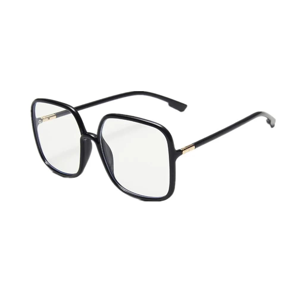 Shiratori Blue Light Blocking Glasses Big Frame Retro Style | UV400 Anti Blue Ray Computer Eyeglasses for Women — Black