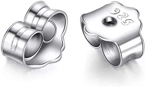 Moonear 925 Sterling Silver Earrings Posts Flat Pad Earring Studs with Butterfly Backs (6mm Pad, 25 Pairs) thumbnail 3