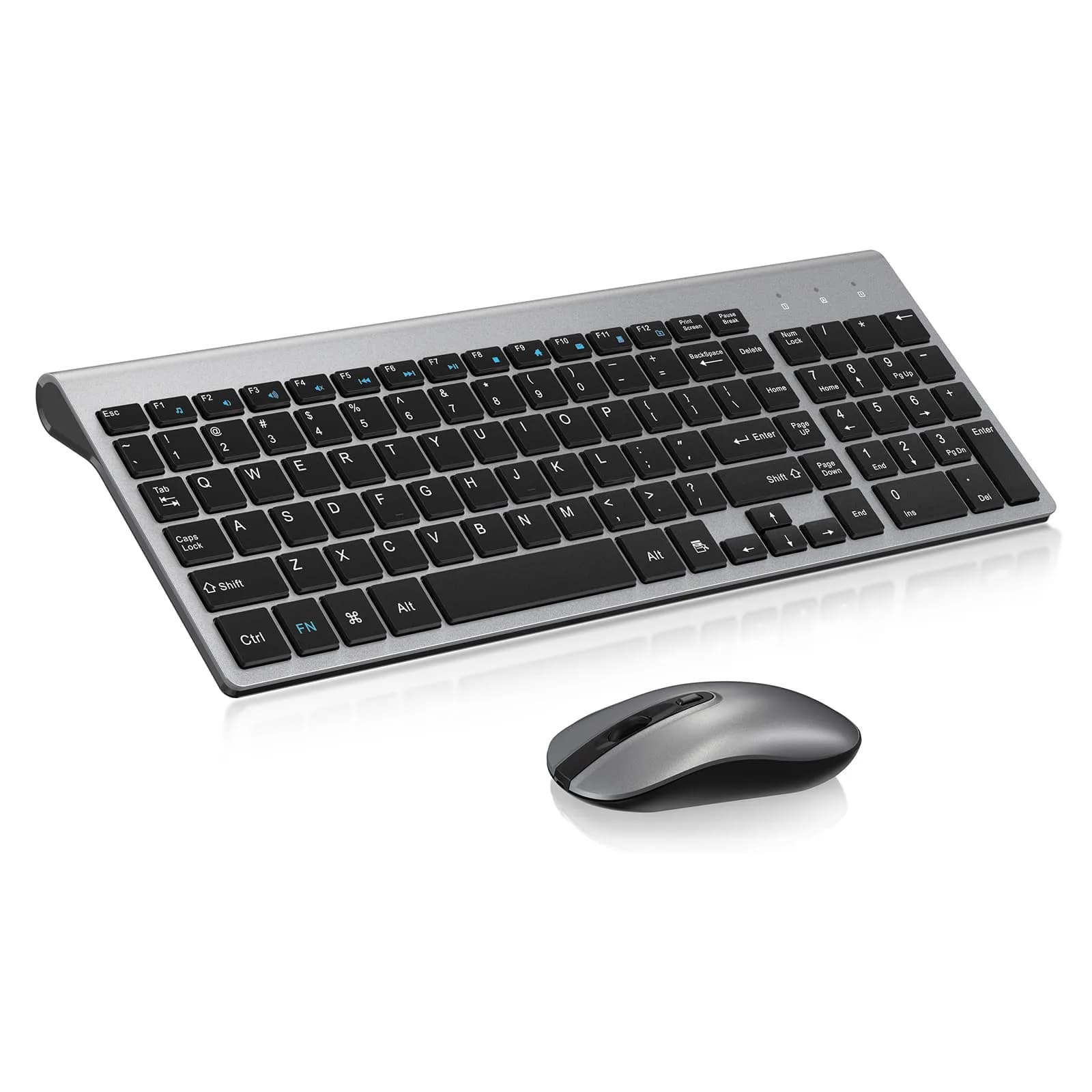 cimetech Wireless Keyboard and Mouse Combo - Blue White | Plug and Play 2.4GHz Wireless — Grey Black