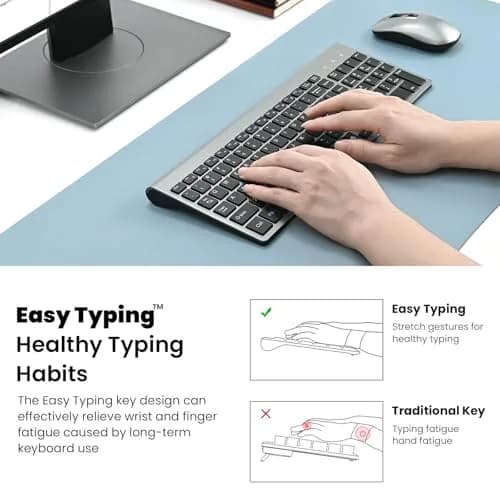 cimetech Wireless Keyboard and Mouse Combo Grey Black | Quiet Scissor-Switch Keys & 2.4GHz Plug-and-Play thumbnail 7