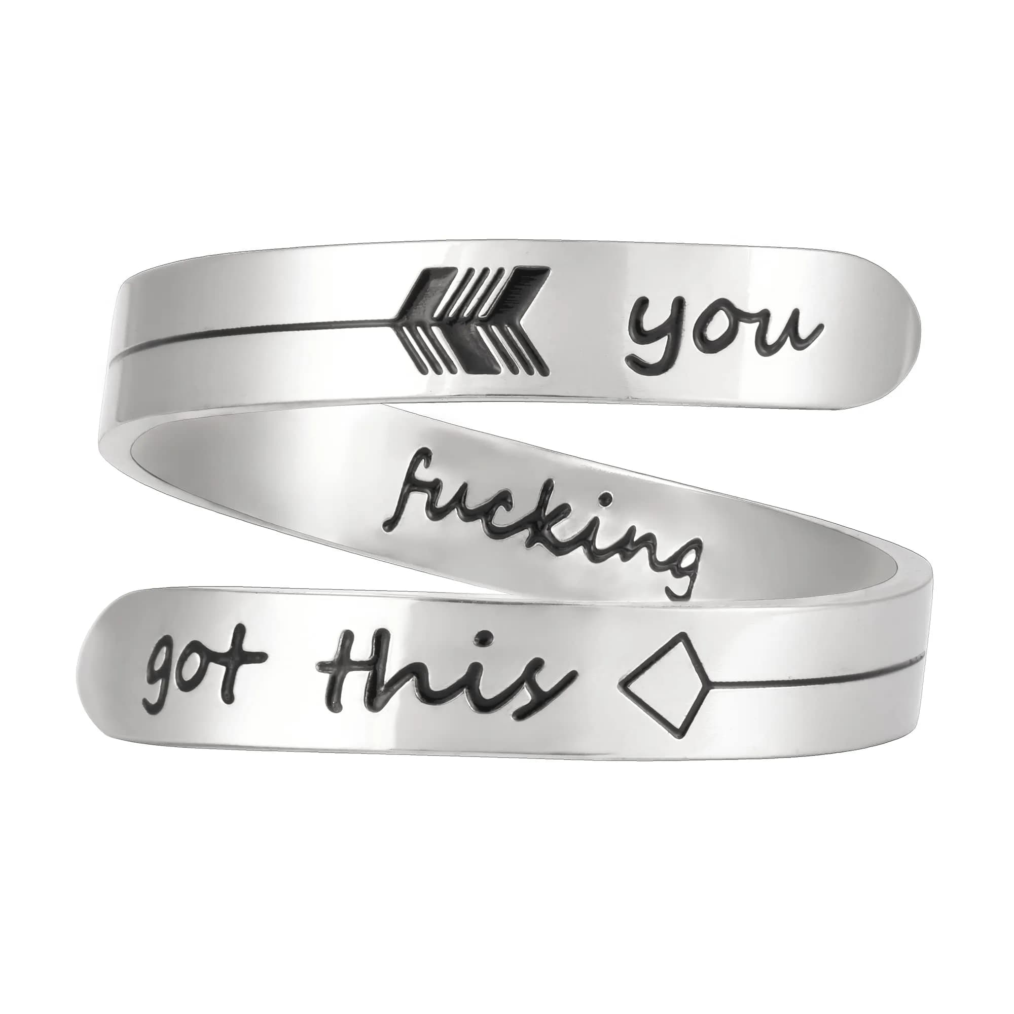 Vrycot This Too Shall Pass Adjustable Stainless Steel Inspirational Band Ring | 1.85 cm (0.73 in) — youi f got this
