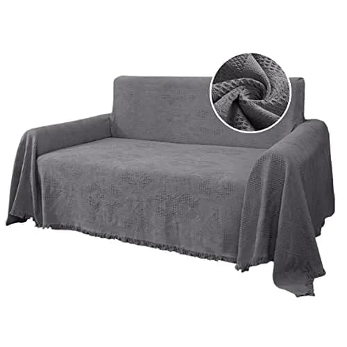 H.VERSAILTEX Cotton Sofa Cover Large | Thick Woven Jacquard with Tassels (71" x 102") thumbnail 1