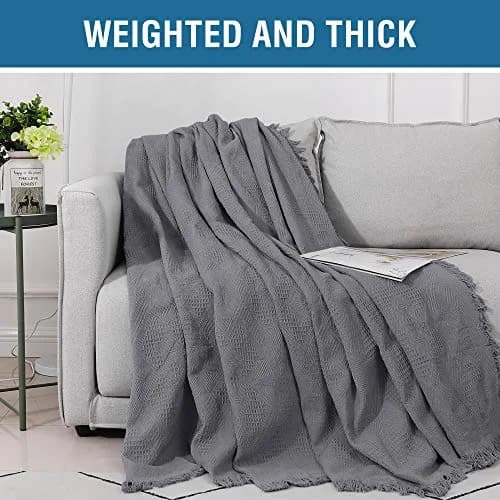 H.VERSAILTEX Cotton Sofa Cover Large | Thick Woven Jacquard with Tassels (71" x 102") thumbnail 5