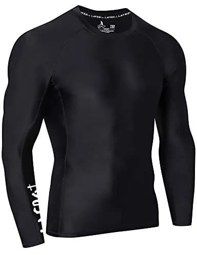 LAFROI Men's Long Sleeve UPF 50+ Baselayer Skins Performance Fit Compression Rash Guard-CLYYB Asym Black Size LG thumbnail 5