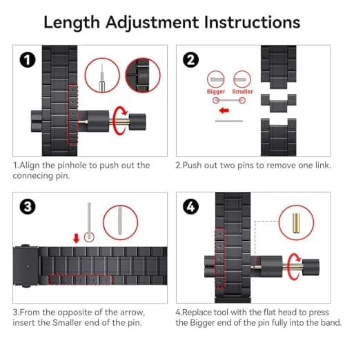 Bestig Stainless Steel Metal Band Compatible with Apple Watch Series 1-11, Ultra 3/2/1, SE 3/2/1 (42/44/45/46/49mm) | Adjustable Link Bracelet thumbnail 5
