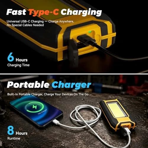 innofox 2-Pack LED Rechargeable Magnetic Work Light 1500 Lumens | Versatile & Durable, 3 Modes, USB Power Bank, Drop-Tested thumbnail 3