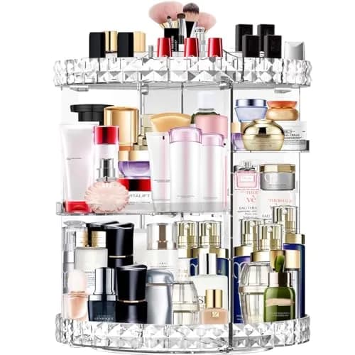 MISERWE 360 Rotating Makeup Organizer 4L (141 fl oz) Clear | Adjustable Layers for Cosmetics thumbnail 1