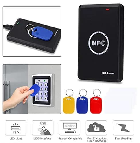 LEXI RFID NFC Duplicator NS106 with 5 T5577 & 5 UID Key Cards | USB Interface, 125KHz/13.56MHz Dual Frequency Copier thumbnail 4