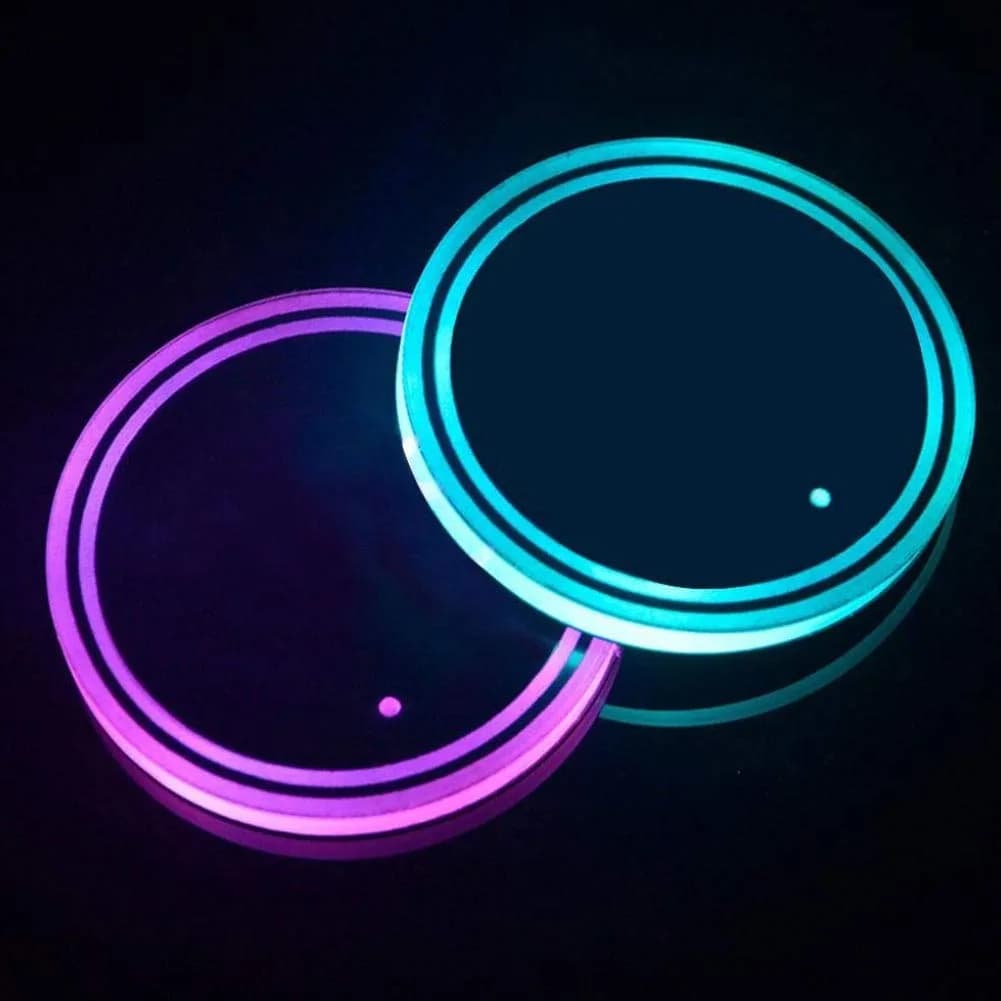 WedFeir LED Cup Holder Lights 7cm (2.75in) Round | 7 Colors & 3 Modes for Car Interior Atmosphere - main product image