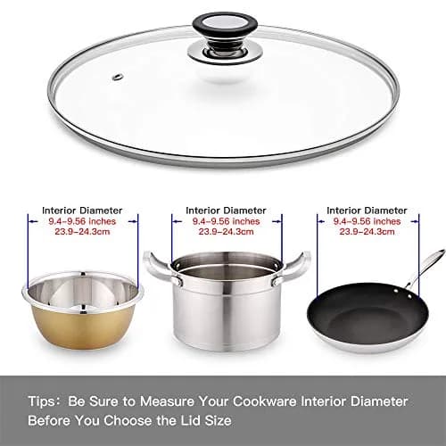 ELKKNOVE Glass Lid for Frying Pan 24cm | Tempered Glass with Silicone Ring & Handle thumbnail 4