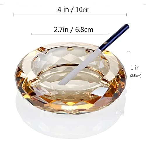 HOSTEESSCHOICE Crystal Glass Ashtray | Round Crystal Decor for Home & Office thumbnail 4