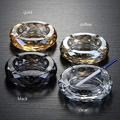 HOSTEESSCHOICE Crystal Glass Ashtray | Round Crystal Decor for Home & Office thumbnail 2