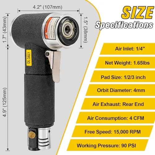 SI FANG 1'' 2'' 3'' Mini Random Orbital Air Sander Kit | 748g (1.65 lb) Pneumatic DA Polisher thumbnail 7