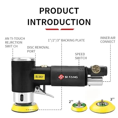 SI FANG 1'' 2'' 3'' Mini Random Orbital Air Sander Kit | 748g (1.65 lb) Pneumatic DA Polisher thumbnail 9