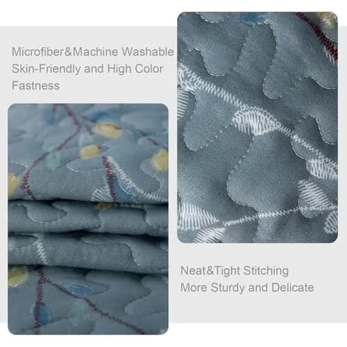 Exclusivo Mezcla Reversible Boho Quilts Queen Size Blue | All-Season Floral Microfiber Bedding thumbnail 5