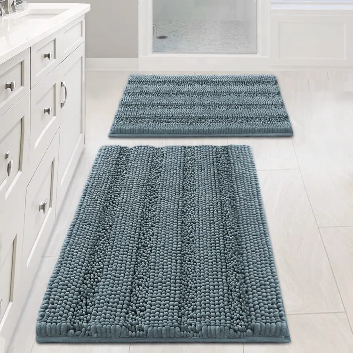 H.VERSAILTEX Thick Chenille Bathroom Rug Mat Set 2 Piece | Ultra Soft & Absorbent, Non Slip, Machine Washable, 20"x32" + 17"x24" - main product image