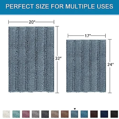 H.VERSAILTEX Thick Chenille Bathroom Rug Mat Set 2 Piece | Ultra Soft & Absorbent, Non Slip, Machine Washable, 20"x32" + 17"x24" thumbnail 5