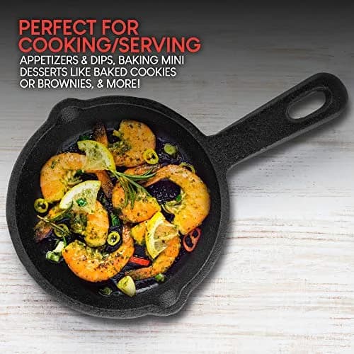 Modern Innovations Mini Cast Iron Skillet Set with Silicone Mitt (4 Count) - 3.5 Inch Pans | Pre-Seasoned for Eggs & Desserts thumbnail 6