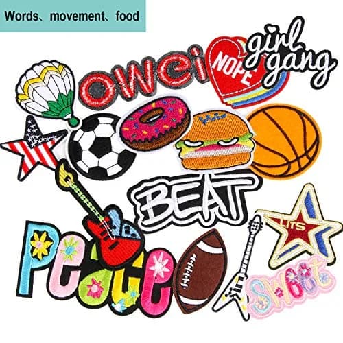 AUGSUN 60Pcs Random Assorted Iron-On & Sew Applique Patches | Vintage, Hippie, Edgy Styles thumbnail 4