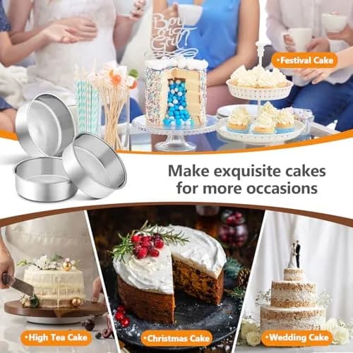 P&P CHEF 6 Inch Round Cake Pan Set of 3 | Stainless Steel Bakeware for Home & Kitchen thumbnail 5