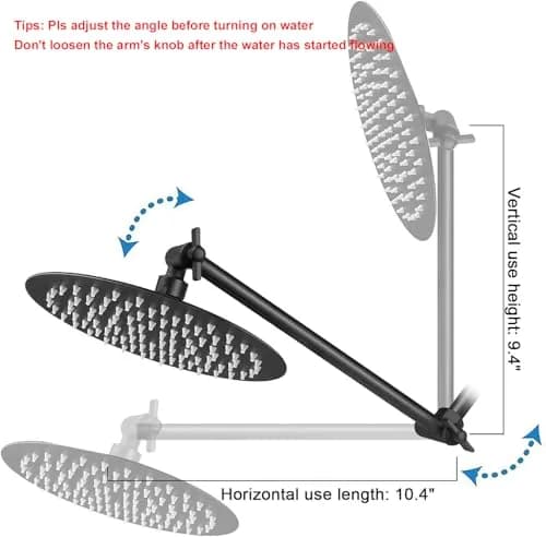 NearMoon Adjustable Shower Arm Extension with Universal Connection, 11 Inch (28 cm), Matte Black | Solid 304 Stainless Steel thumbnail 5